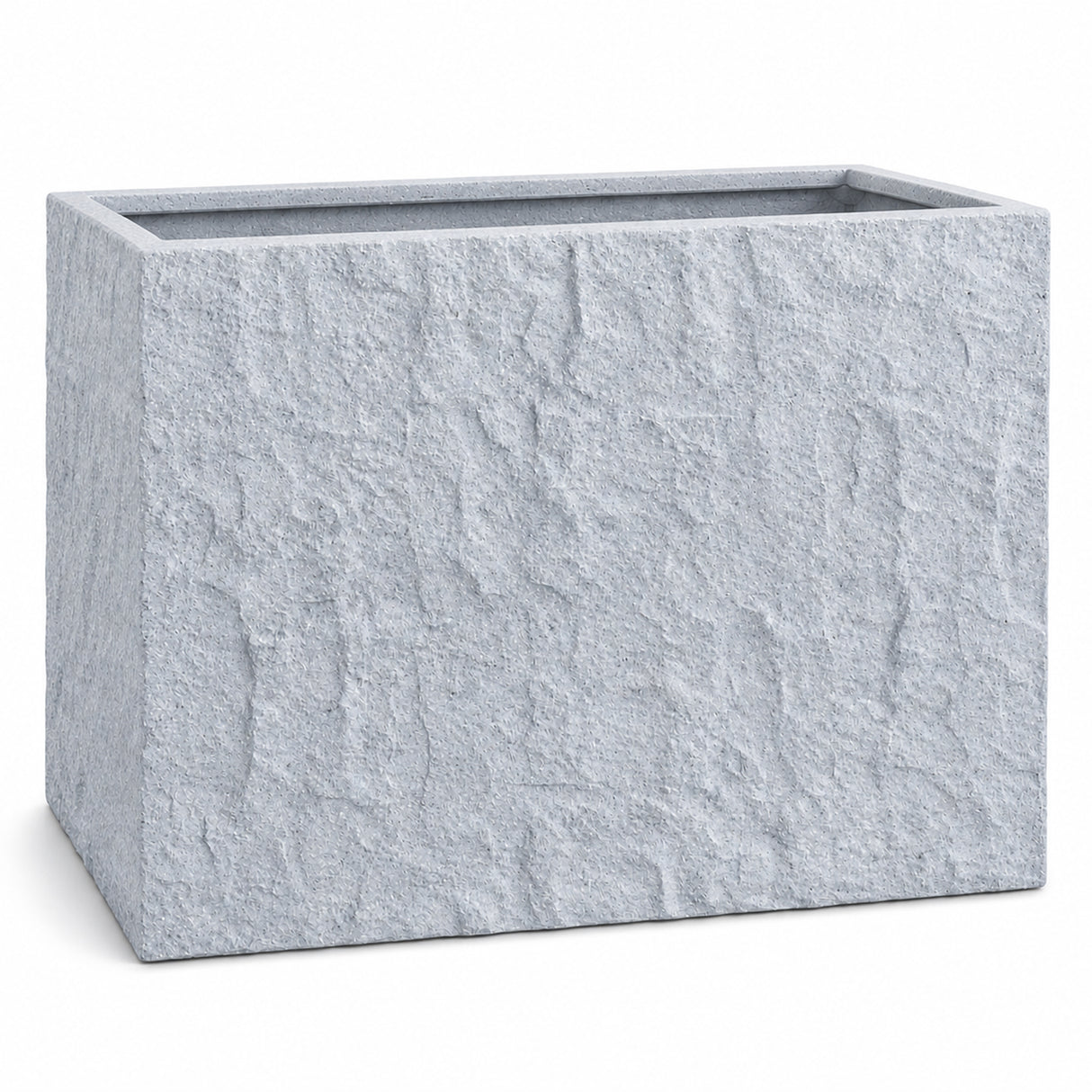 Rock Texture Rectangular Polystone Planter Box, Gray
