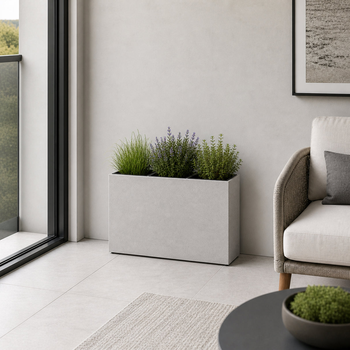 Smooth Rectangular Fiber Cement Planter, Gray