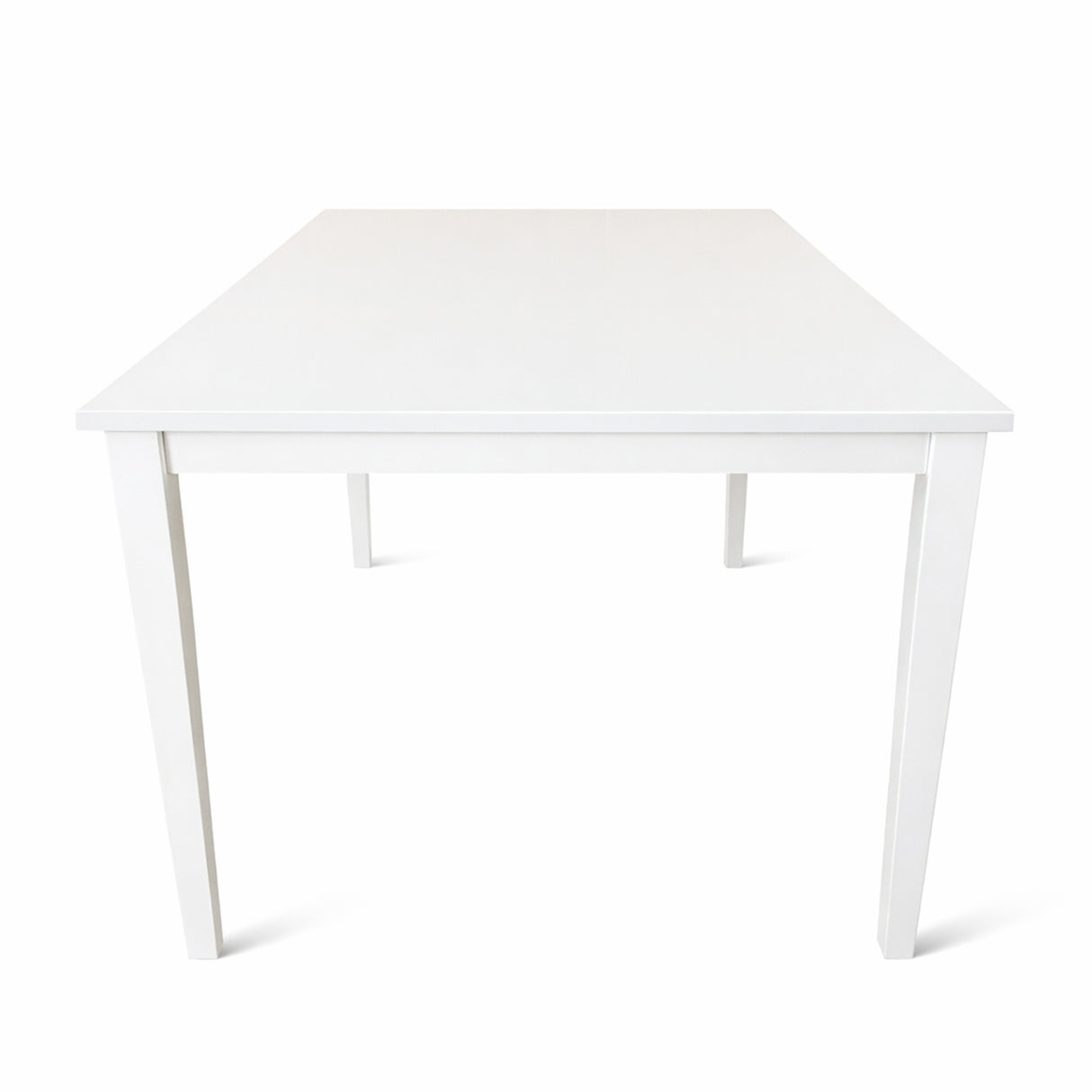 Modern 59 Inch Rectangular Dining Table, White Finish Solid Rubberwood