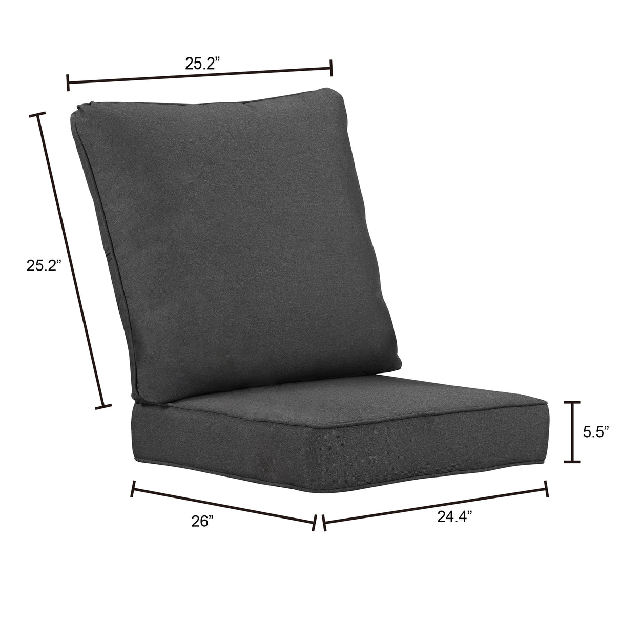 26 x 24 Outdoor Patio Deep Seating Cushion Set in Set Black with Ties - Sharicks