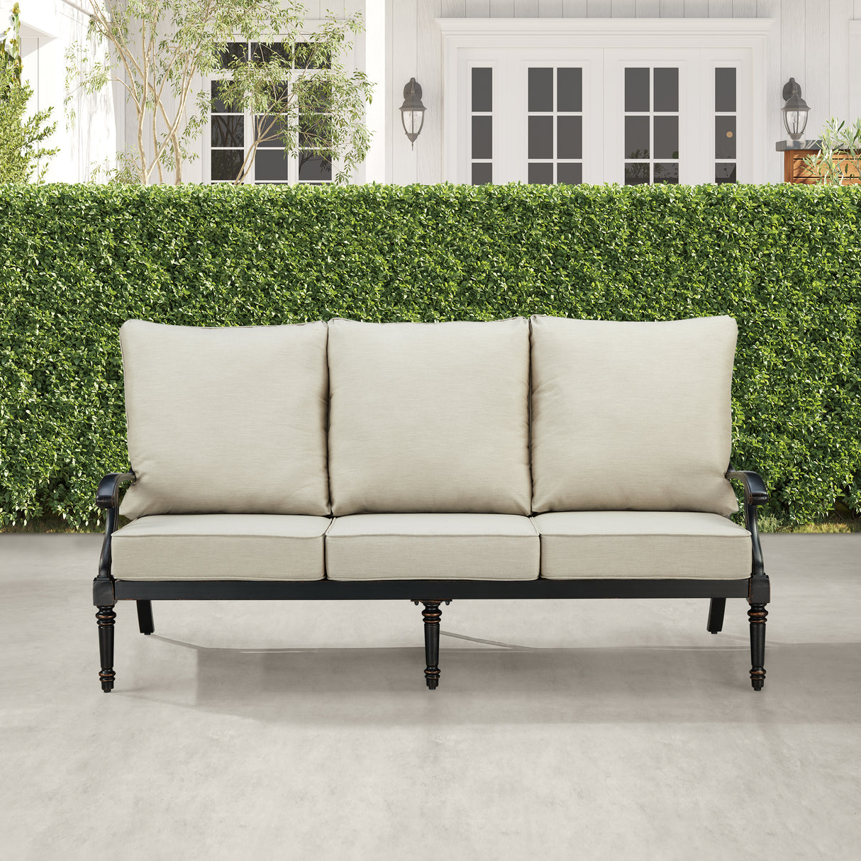 Black Aluminum Deep Seating Sofa with Cushions - Sharicks