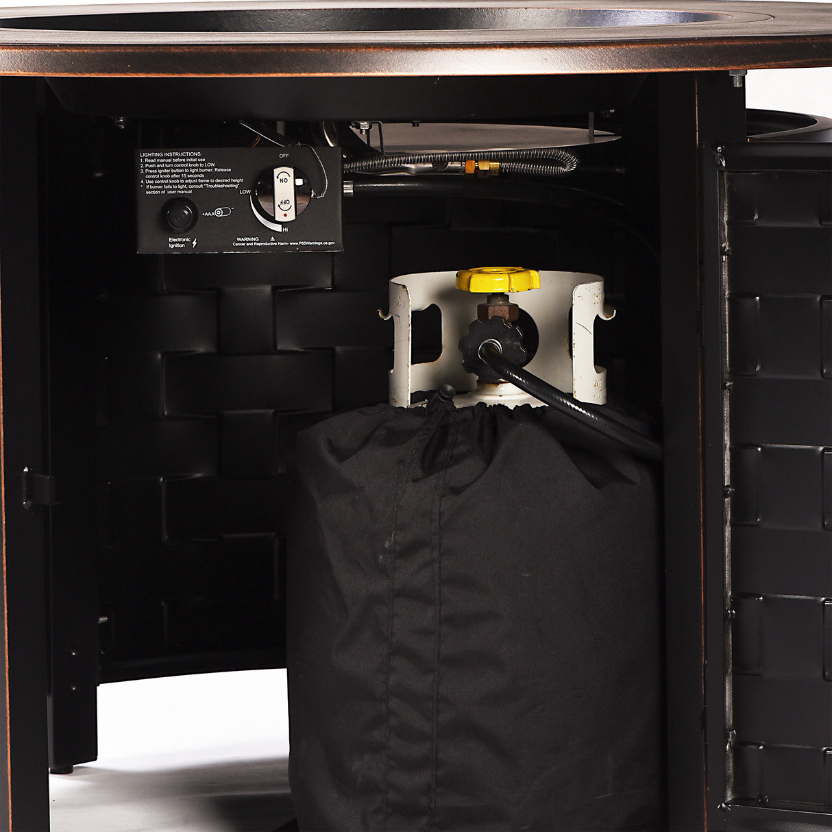 Black Aluminum Fire Table Set with Four Club Chairs - Sharicks