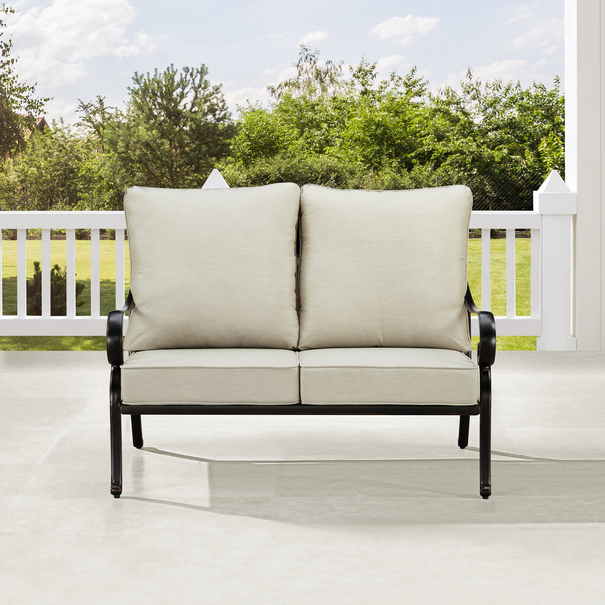 Black Aluminum Deep Seating Loveseat with Cushions - Sharicks