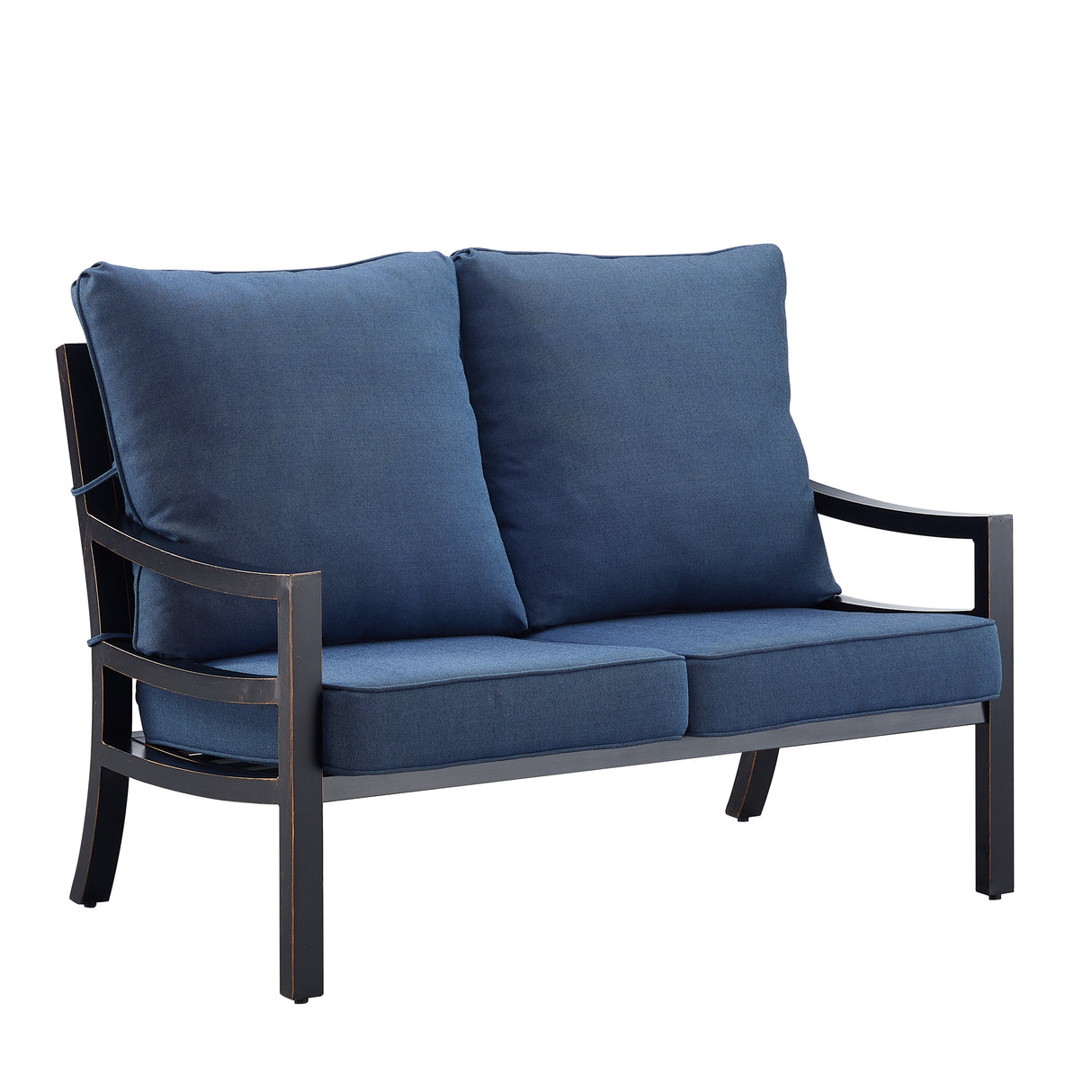 Black Aluminum Deep Seating Loveseat with Cushions - Sharicks