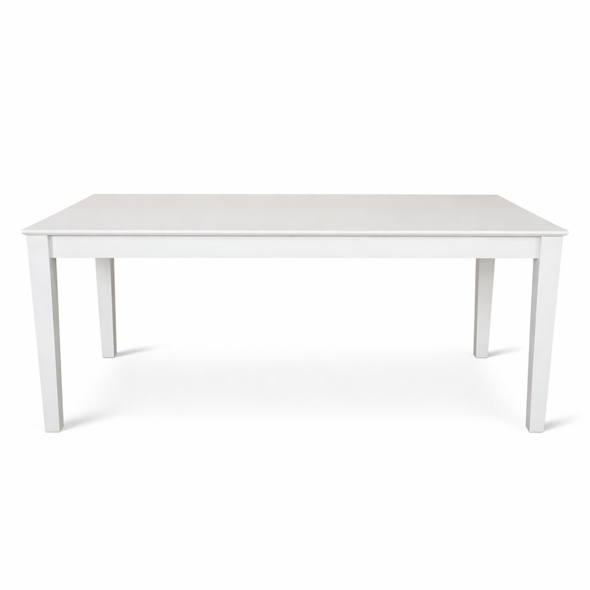 Modern 9-Piece 78.7 Inch Rectangular Dining Set, White Finish with White PU Leather Upholstered Chairs, Solid Rubberwood