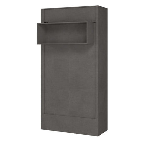 Easy-Lift Twin Murphy Wall Bed in Dark Grey with Shelf