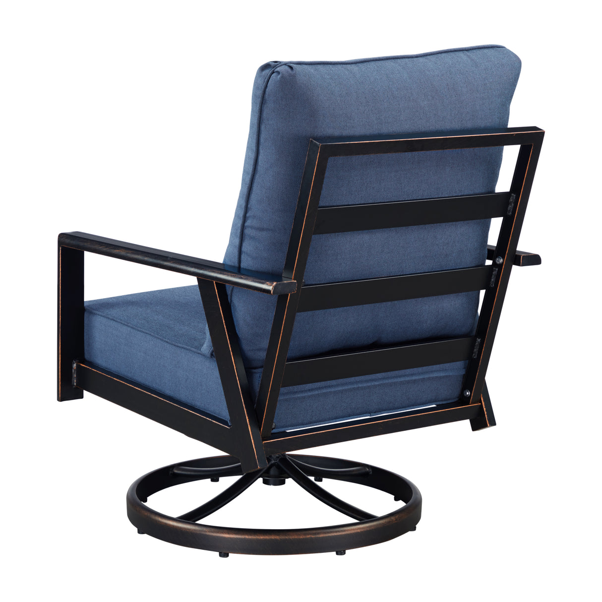 Pair of Black Aluminum Deep Seating Swivel Rocker Club Chairs with Cushions - Sharicks