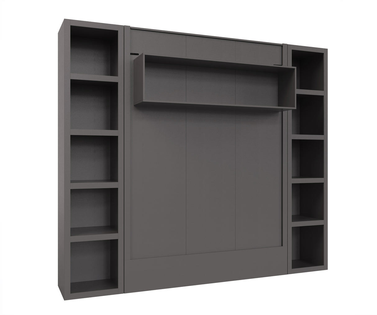 Easy-Lift Full Murphy Wall Bed in Dark Grey with Two Bookshelves - Sharicks