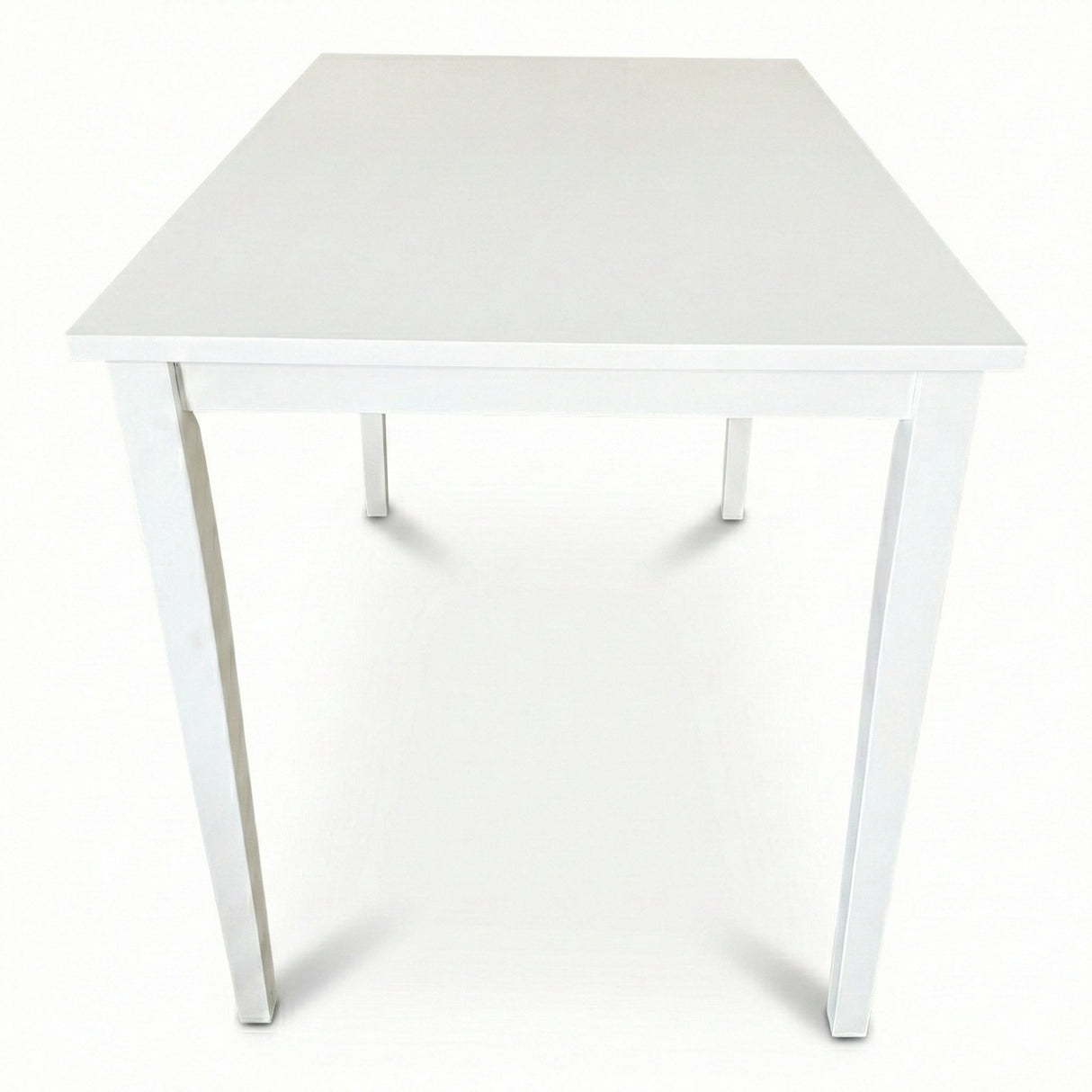 Modern 43.3 Inch Rectangular Dining Table, White Finish Solid Rubberwood
