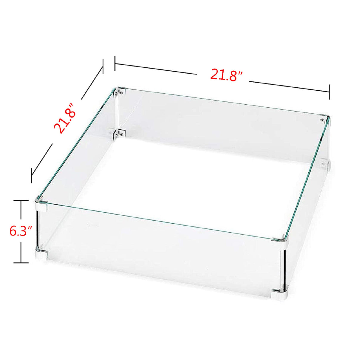 Square 21.8-in X 21.8-in Tempered Glass Fire Table Windshield Flame Blocker - Sharicks