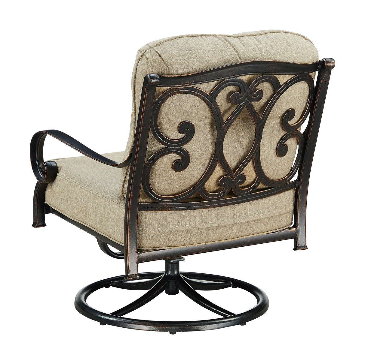 Pair of Black Aluminum Deep Seating Swivel Rocker Club Chairs with Cushions - Sharicks