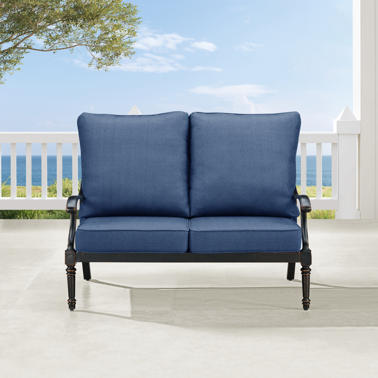 Black Aluminum Deep Seating Loveseat with Cushions - Sharicks