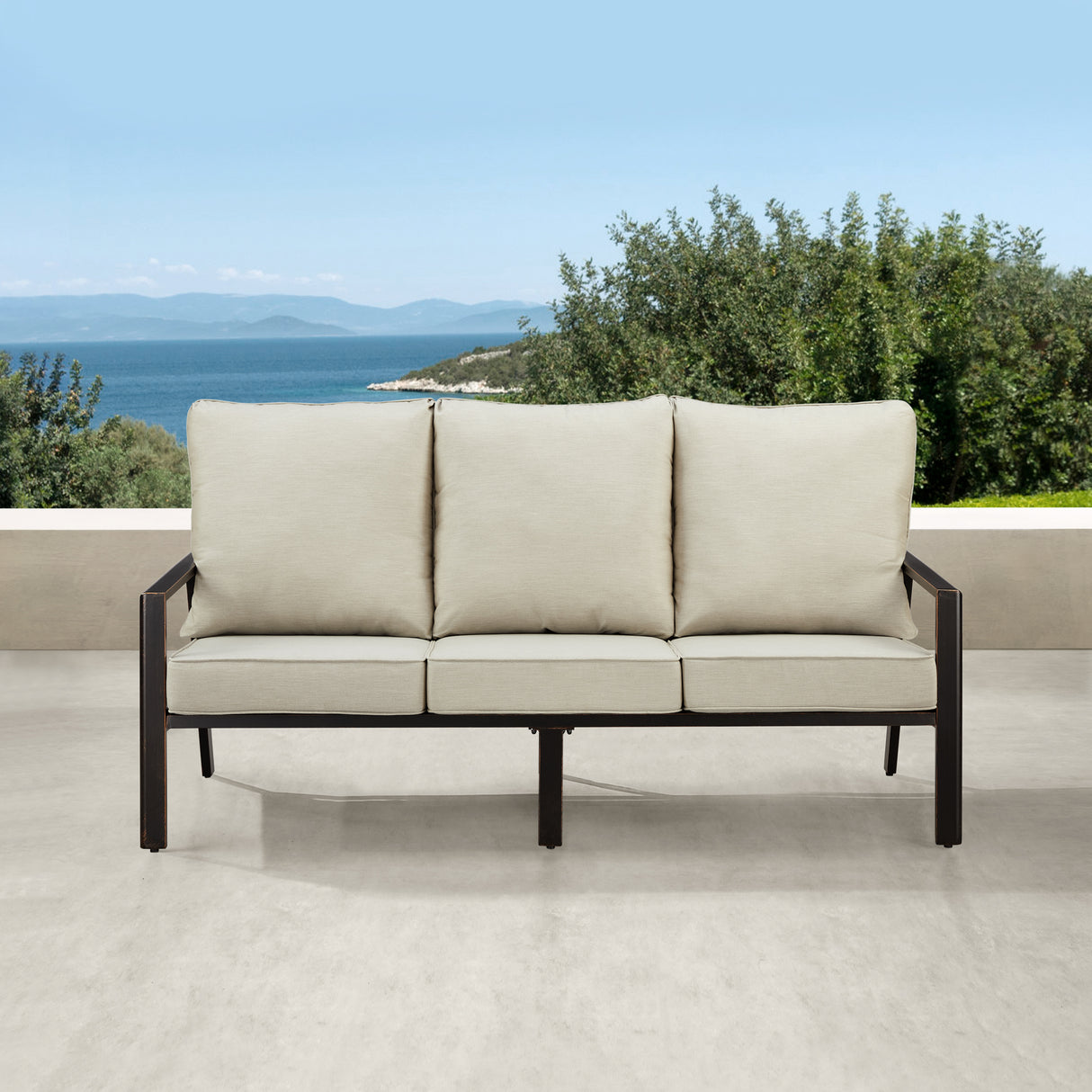 Black Aluminum Deep Seating Sofa with Cushion with Cushions - Sharicks