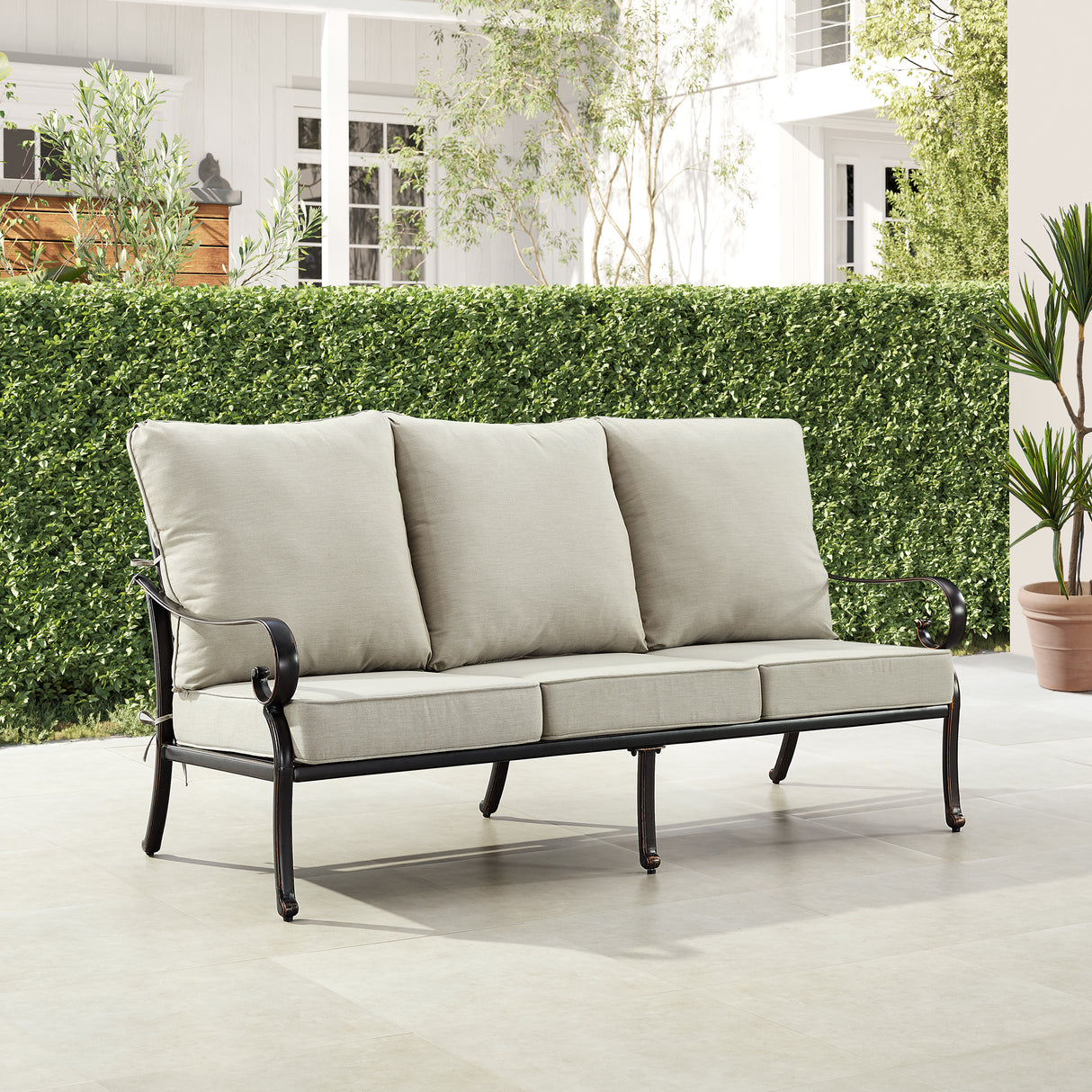Black Aluminum Deep Seating Sofa with Cushions - Sharicks