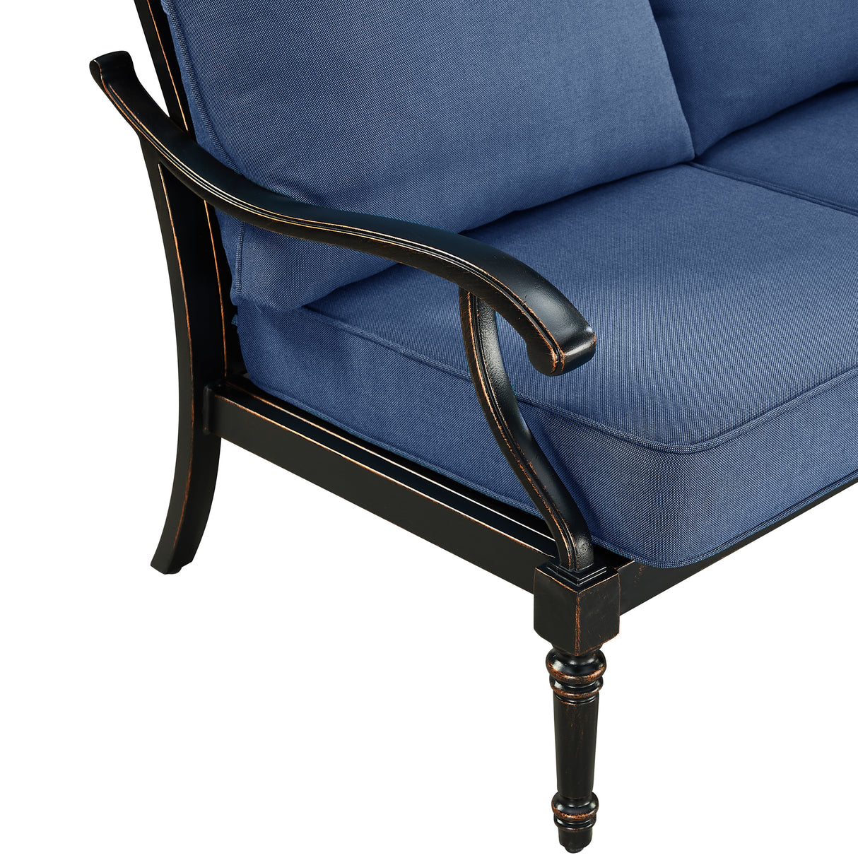 Black Aluminum Deep Seating Loveseat with Cushions - Sharicks