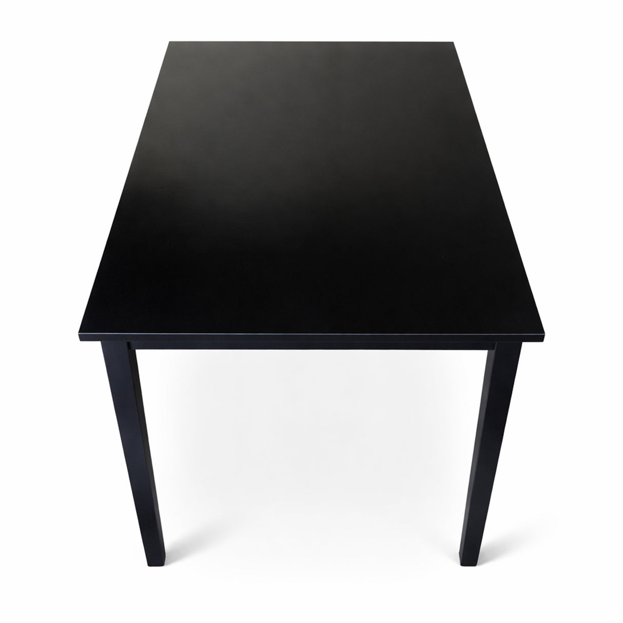 Modern 43.3 Inch Rectangular Dining Table, Black Finish Solid Rubberwood