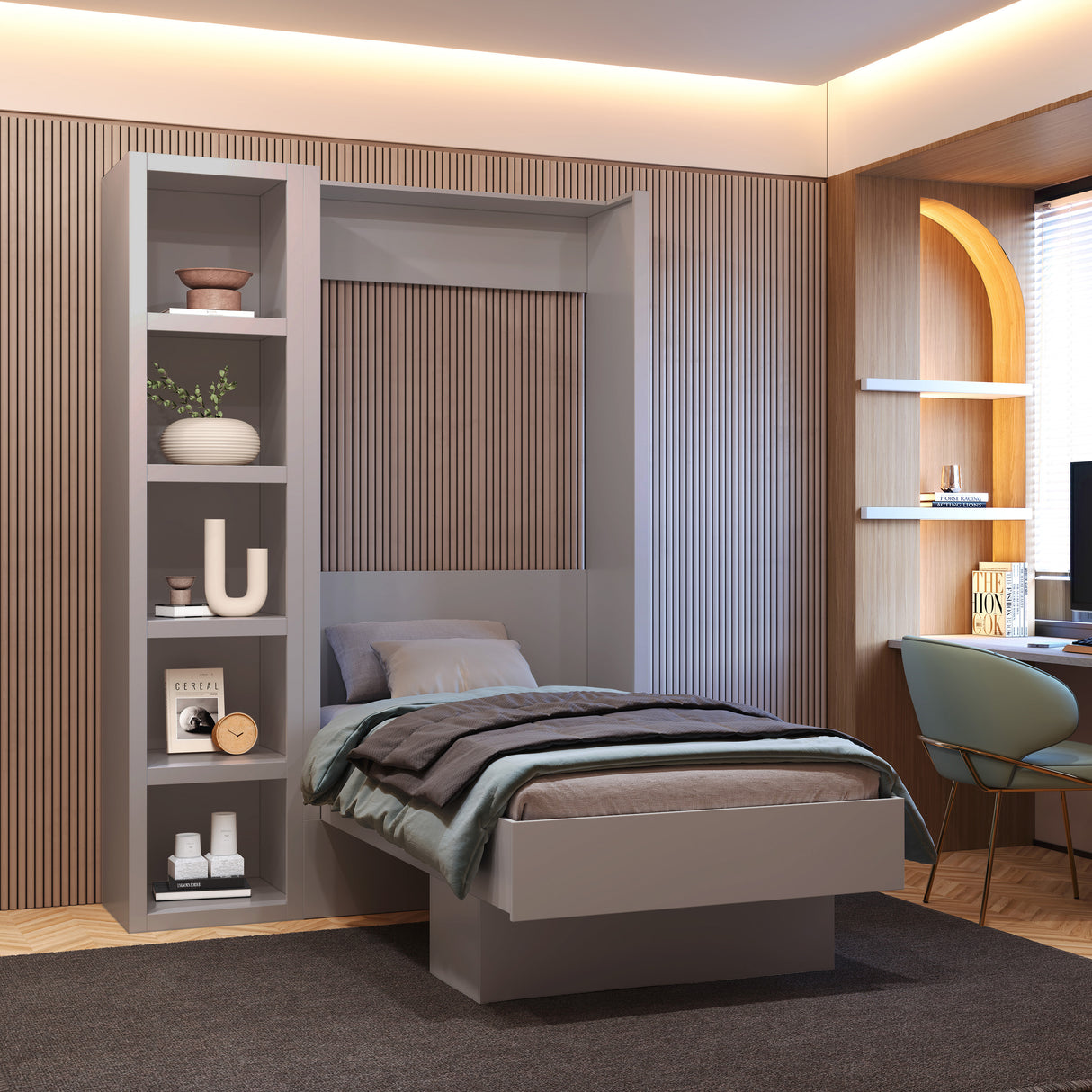 Grey 85-in Tall Wooden Bookcase Shelf - Sharicks