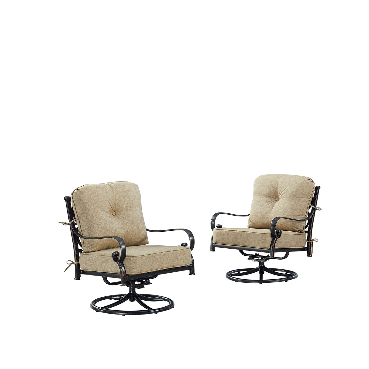 Pair of Black Aluminum Deep Seating Swivel Rocker Club Chairs with Cushions - Sharicks