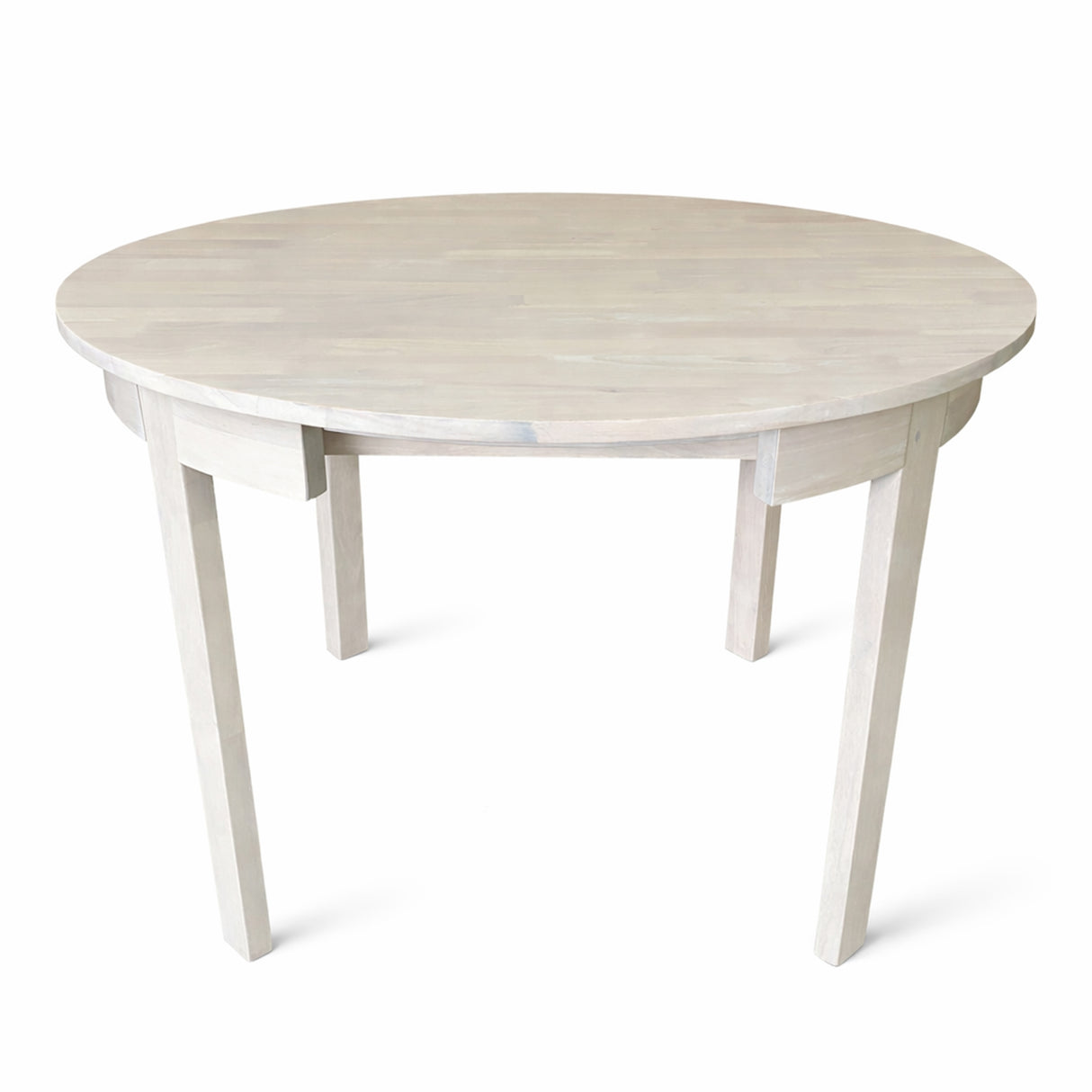 Modern 5-Piece 40.5 Inch Round Dining Set, White Wash Finish with Oat Polyester Upholstered Chairs, Solid Rubberwood