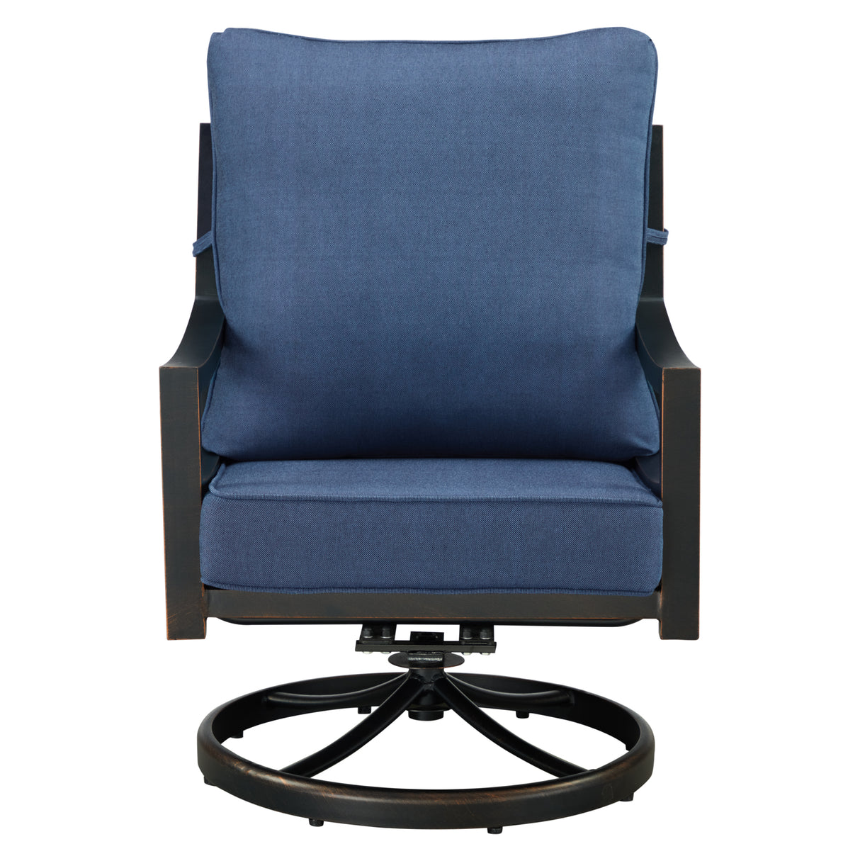 Pair of Black Aluminum Deep Seating Swivel Rocker Club Chairs with Cushions - Sharicks