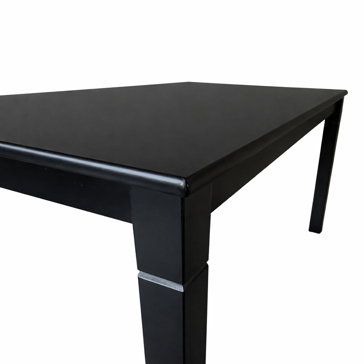 Modern 63 Inch Rectangular Dining Table, Black Finish Solid Rubberwood