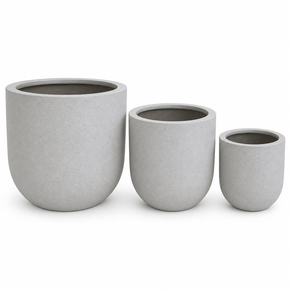 Set of 3 Round Cylinder Polystone Indoor/Outdoor Planters, Gray