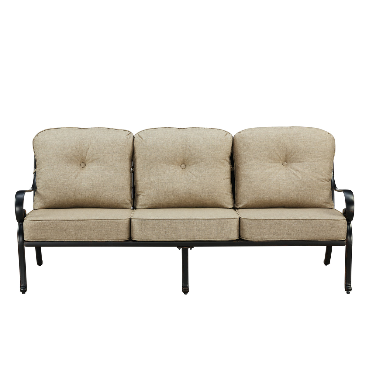 Black Aluminum Deep Seating Deep Seating Sofa with Cushion - Sharicks
