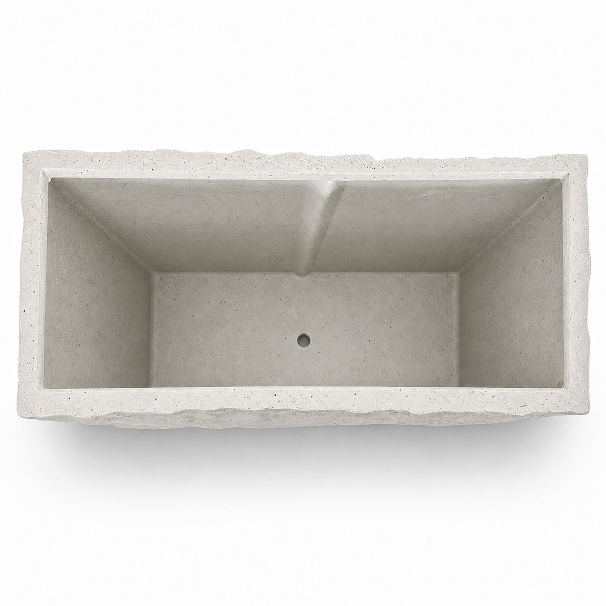 Rock Texture Rectangular Polystone Planter Box, White