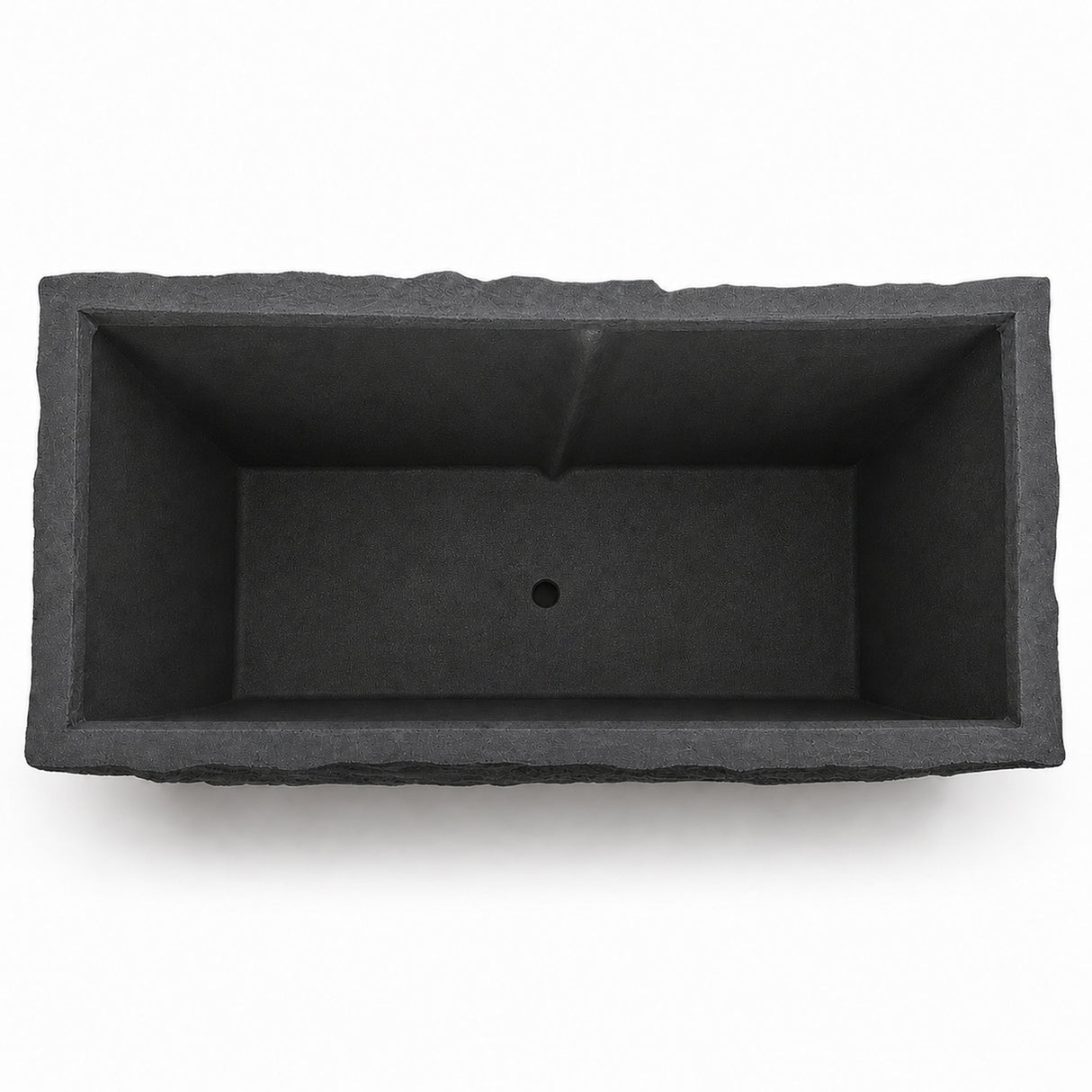 Rock Texture Rectangular Polystone Planter Box, Black