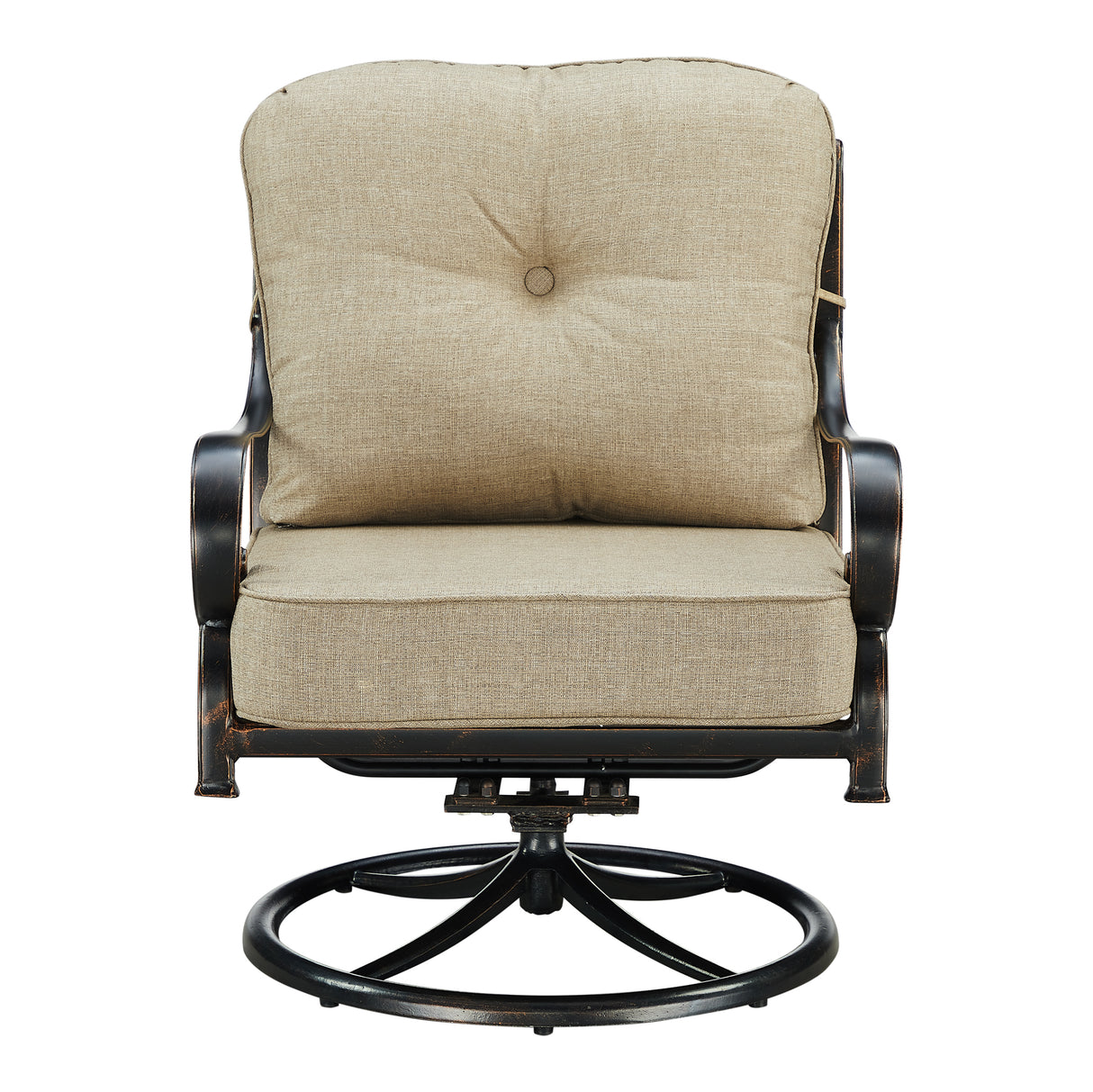 Pair of Black Aluminum Deep Seating Swivel Rocker Club Chairs with Cushions - Sharicks