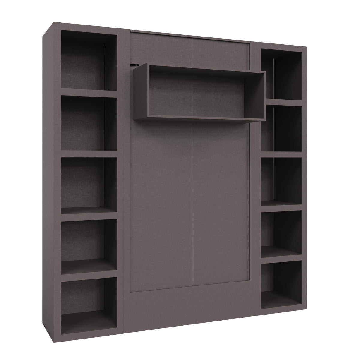 Easy-Lift Twin Murphy Wall Bed in Dark Grey with Two Bookshelves - Sharicks