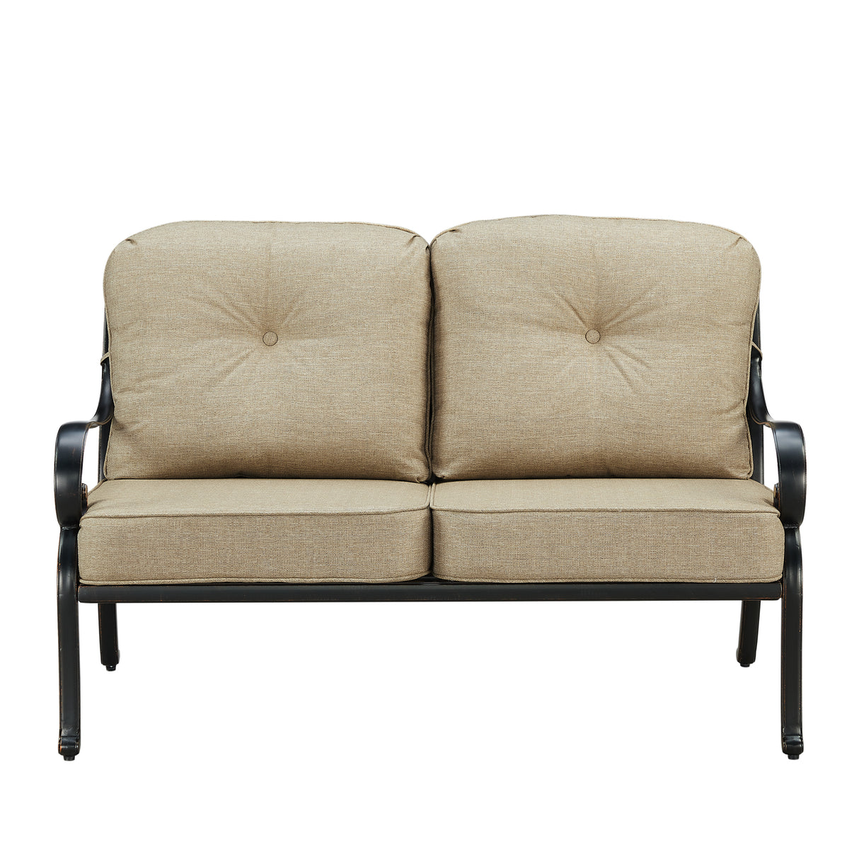 Black Aluminum Deep Seating Deep Seating Loveseat with Cushion with Cushions - Sharicks