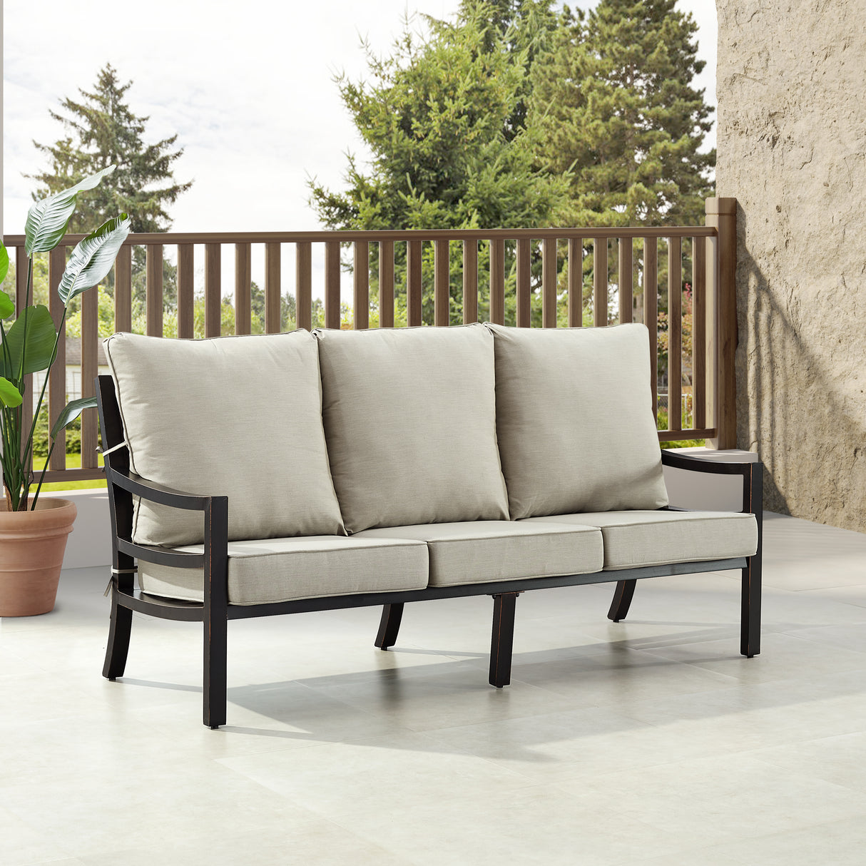 Black Aluminum Deep Seating Sofa with Cushions - Sharicks