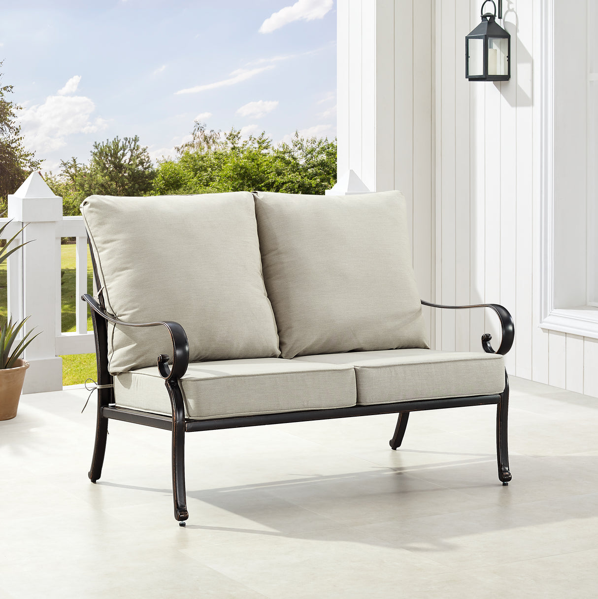 Black Aluminum Deep Seating Loveseat with Cushions - Sharicks