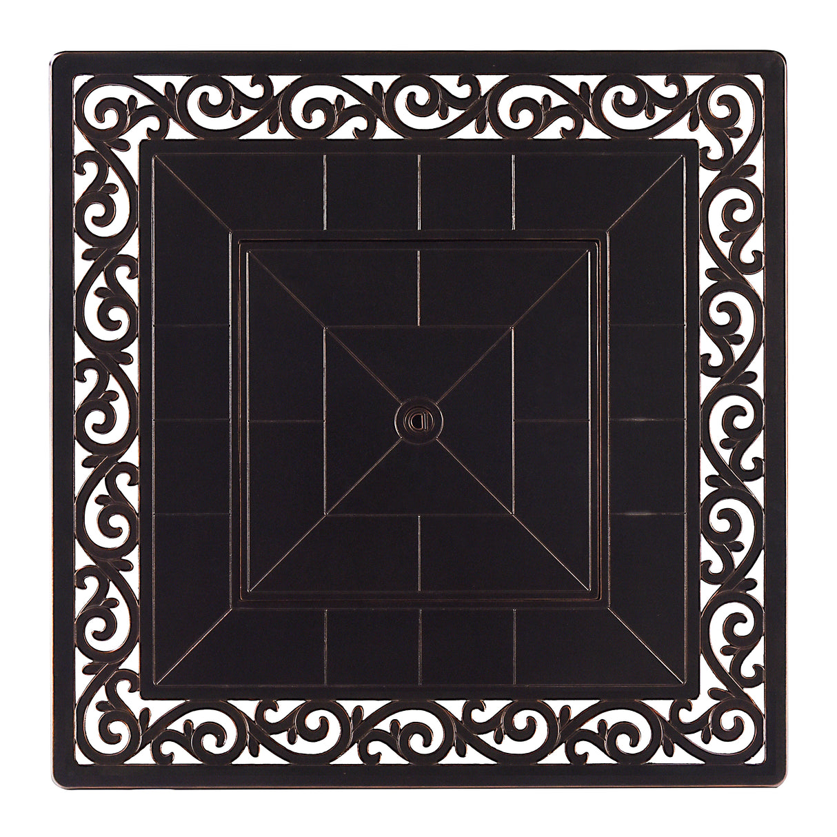 Black Aluminum Fire Table Set with Four Deep Seating Loveseat with Cushions - Sharicks