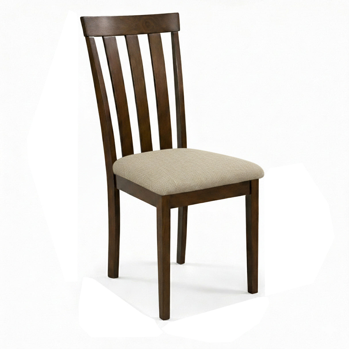 Modern Dining Chairs, Set of 2, Dirty Oak Finish with Dark Beige Polyester Upholstered Seats Solid Rubberwood