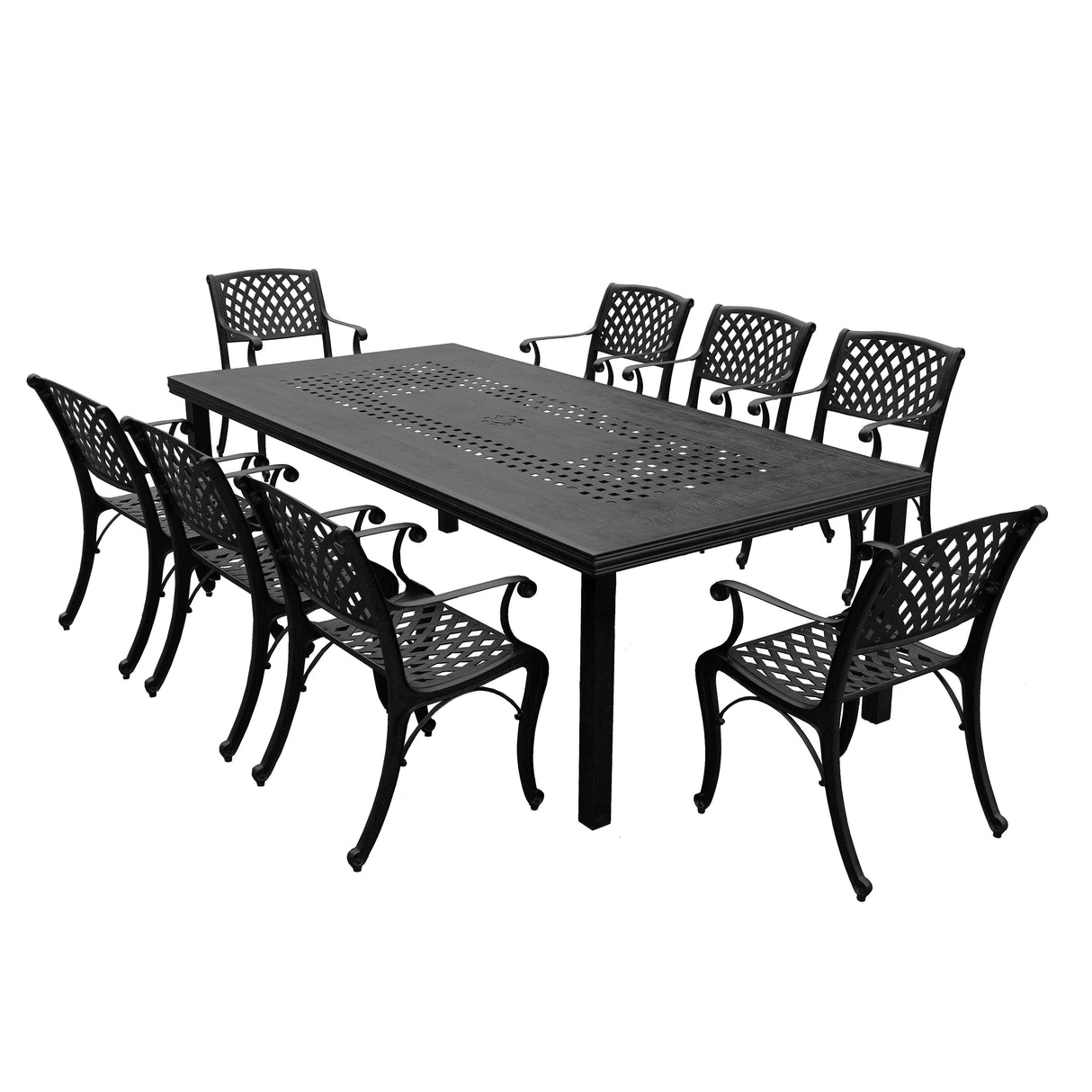 Outdoor Aluminum 9pc Rectangular Patio Dining Set with Eight Chairs - Sharicks