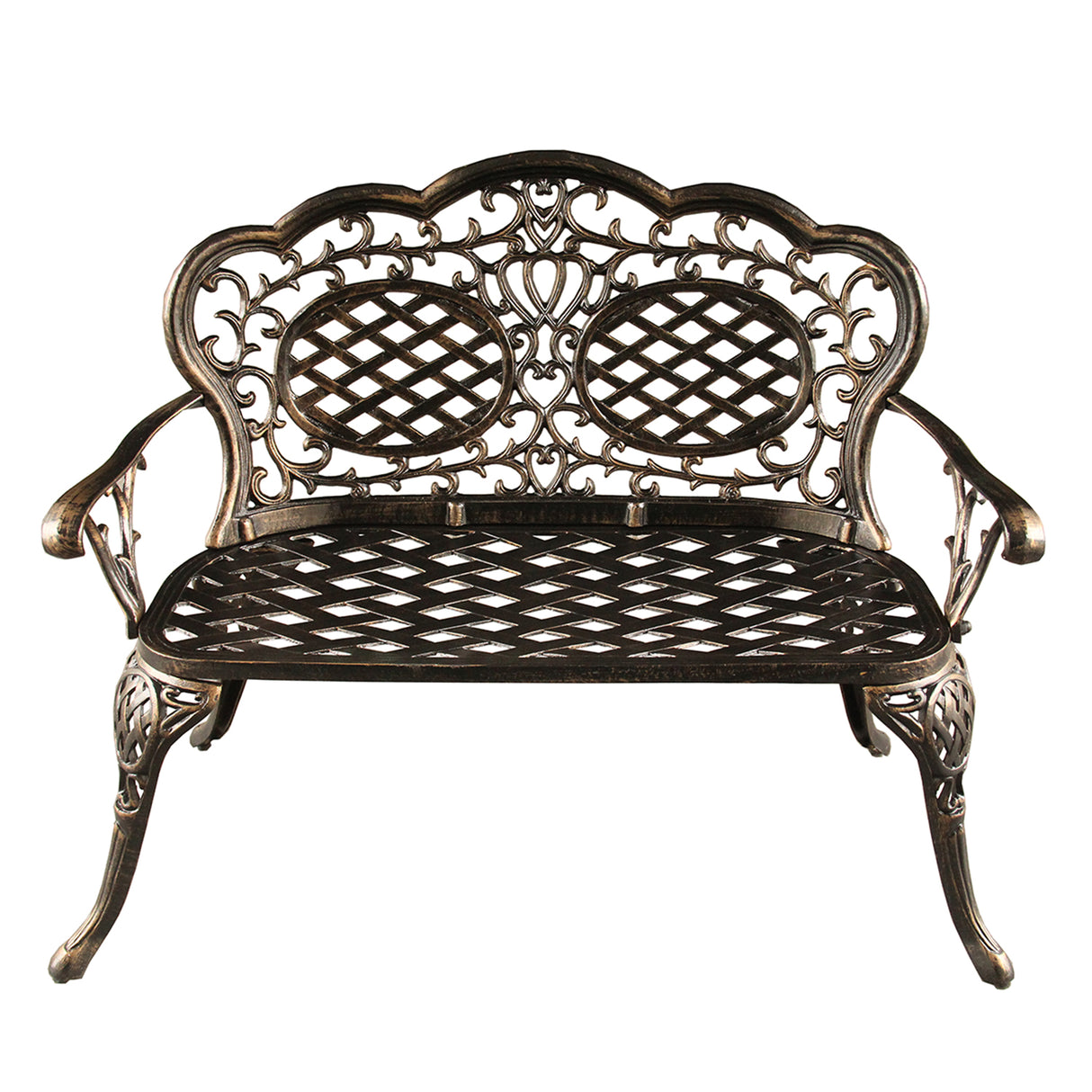 Ornate Outdoor Bronze Patio Garden Aluminum Loveseat Bench - Sharicks