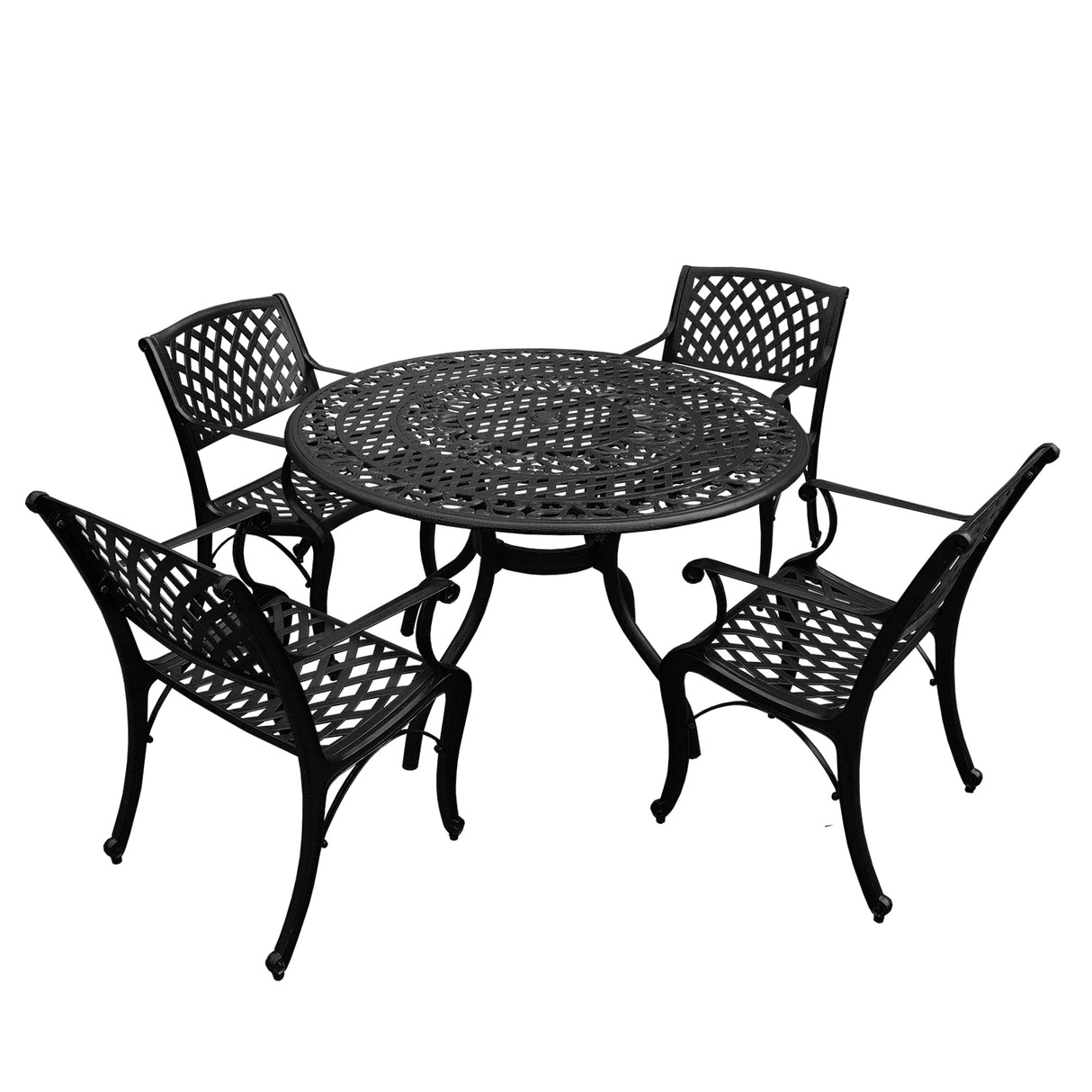 Outdoor Aluminum 5pc Round Patio Dining Set with Four Chairs - Sharicks