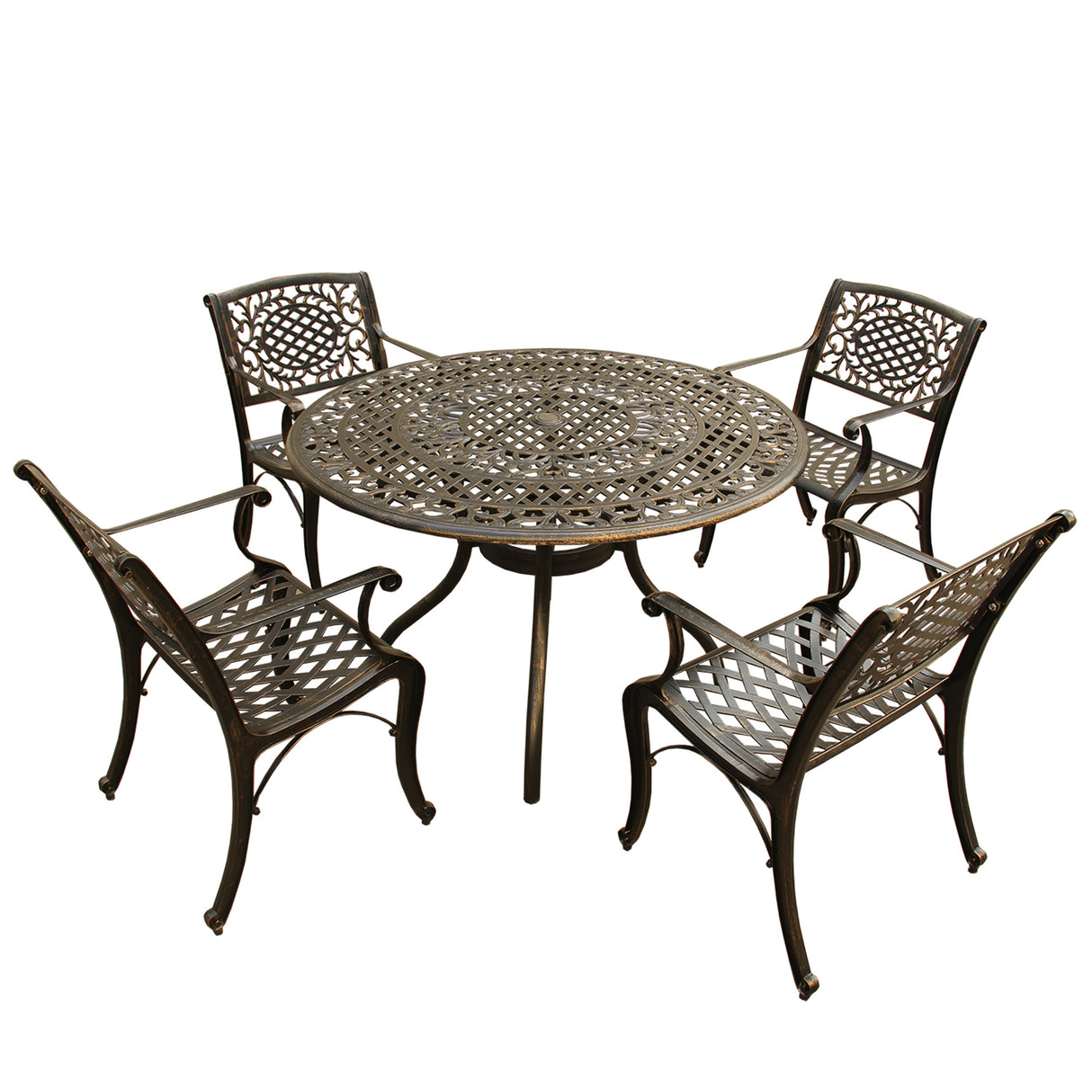 Outdoor Aluminum 5pc Round Patio Dining Set with Four Chairs - Sharicks