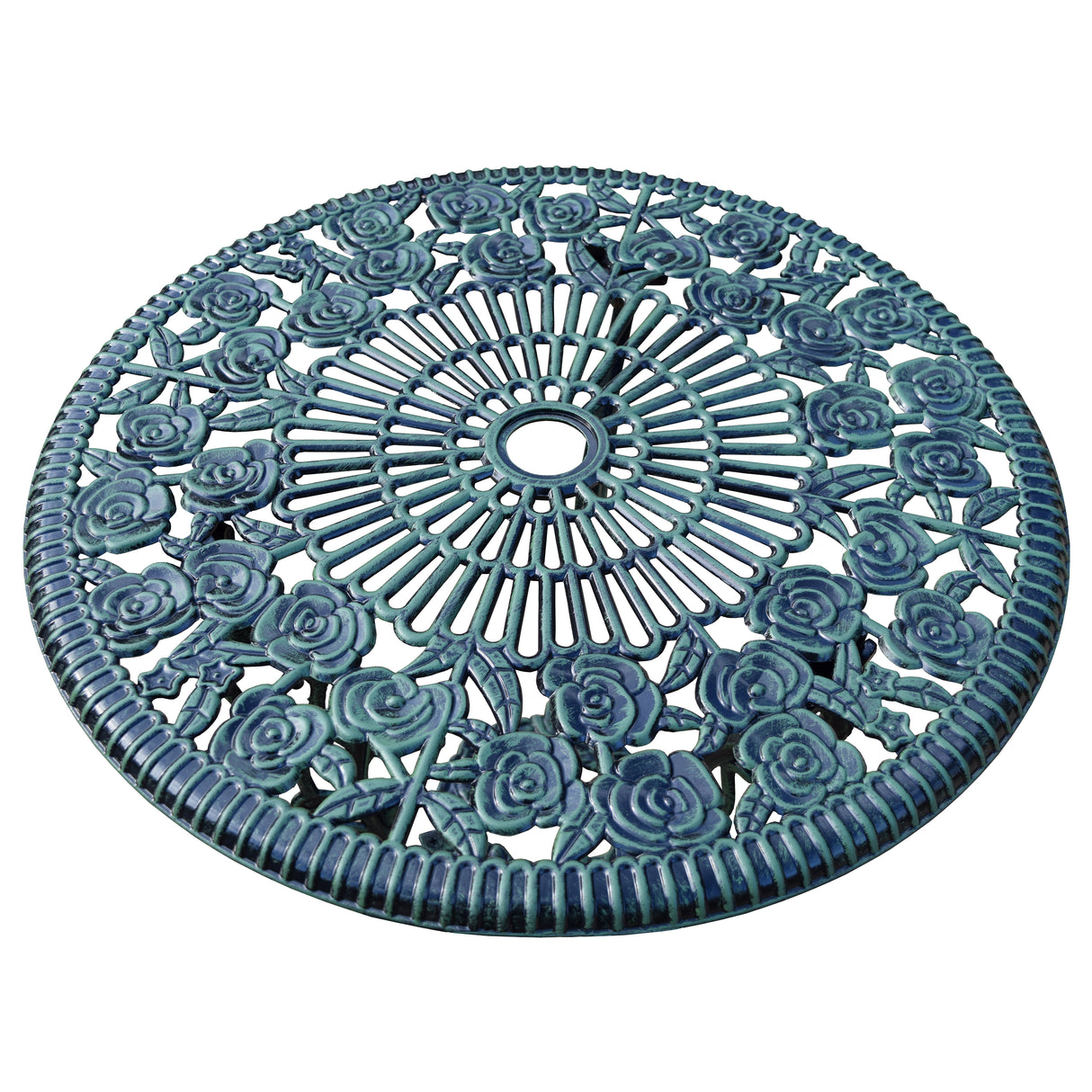 Cast Aluminum Metal Antique Green 3 Piece Patio Rose Bistro Set Sharicks