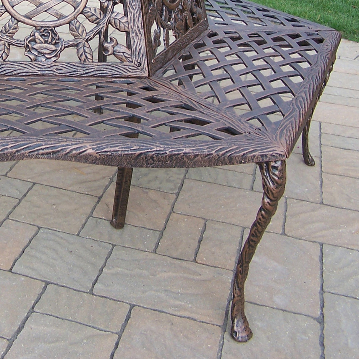 Large Antique Bronze Rose Cast Aluminum Metal Tree Bench - Sharicks