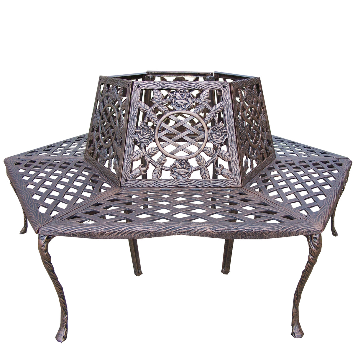 Large Antique Bronze Rose Cast Aluminum Metal Tree Bench - Sharicks