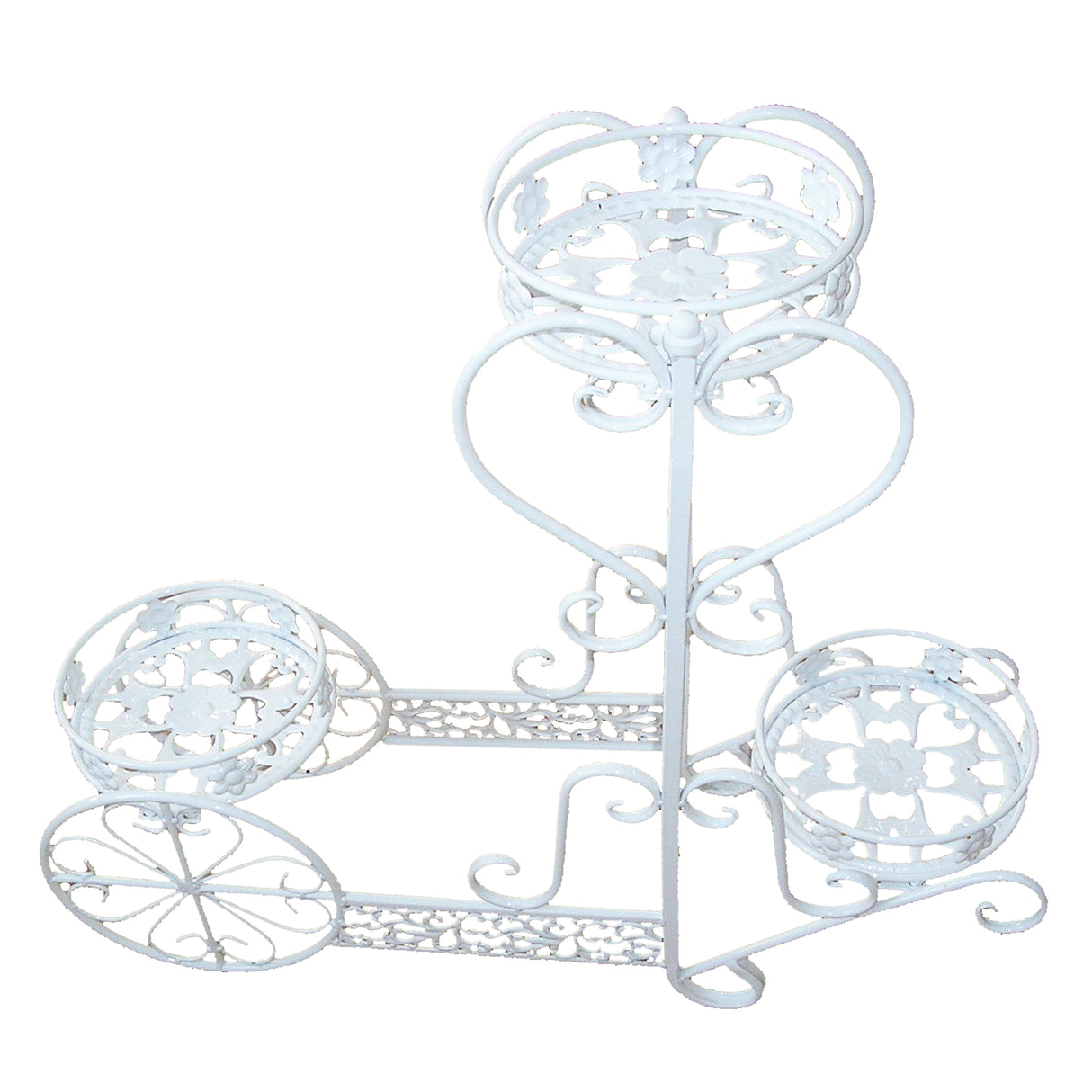 White Steel Plant Stand with Triple Round Pot Holders - Sharicks