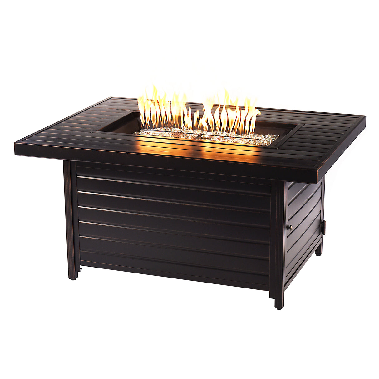 Aluminum 48-in Rectangular Propane Fire Table, Beads, Covers and Lid Sharicks