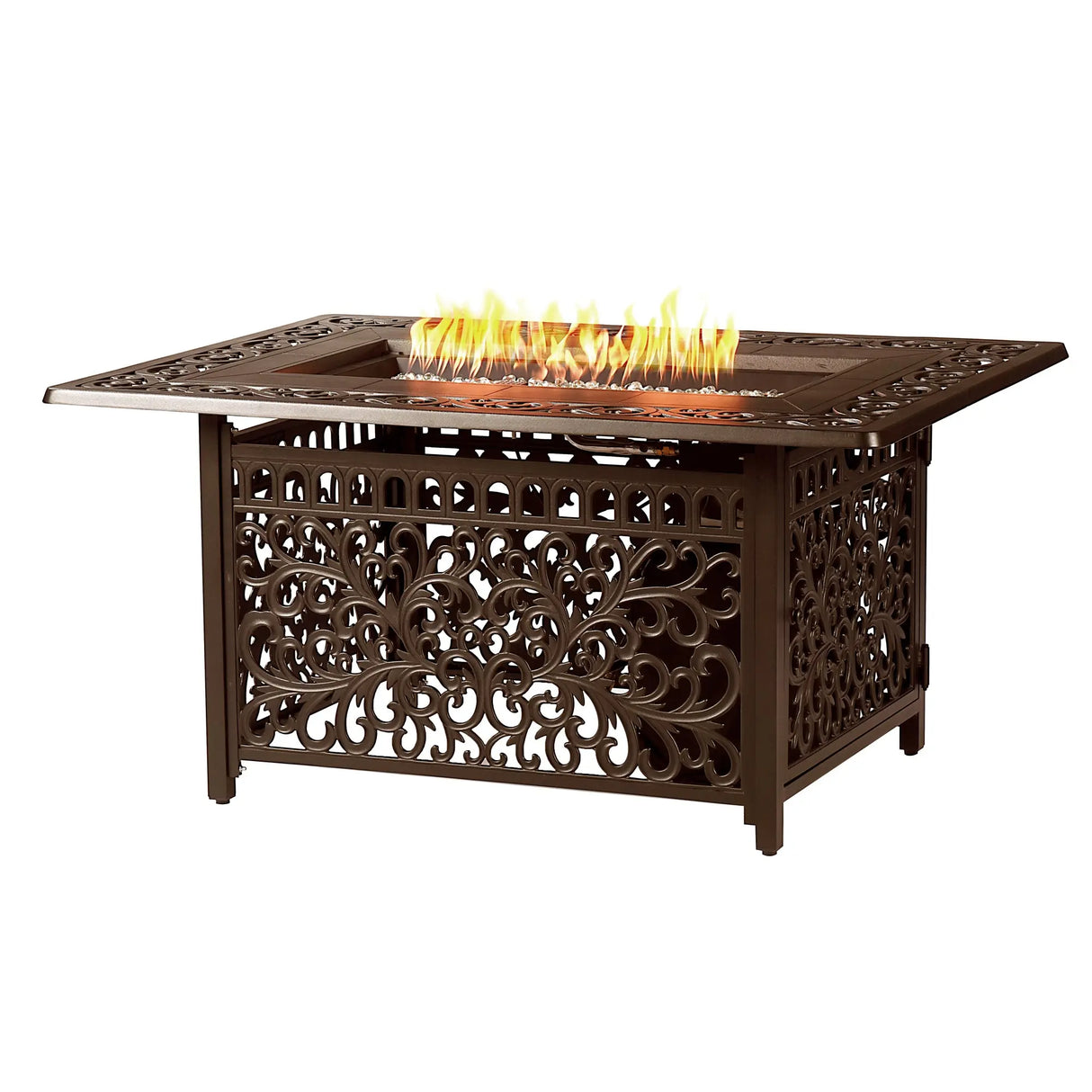 Aluminum 48-in Rectangular Propane Fire Table, Beads, Covers and Lid Sharicks