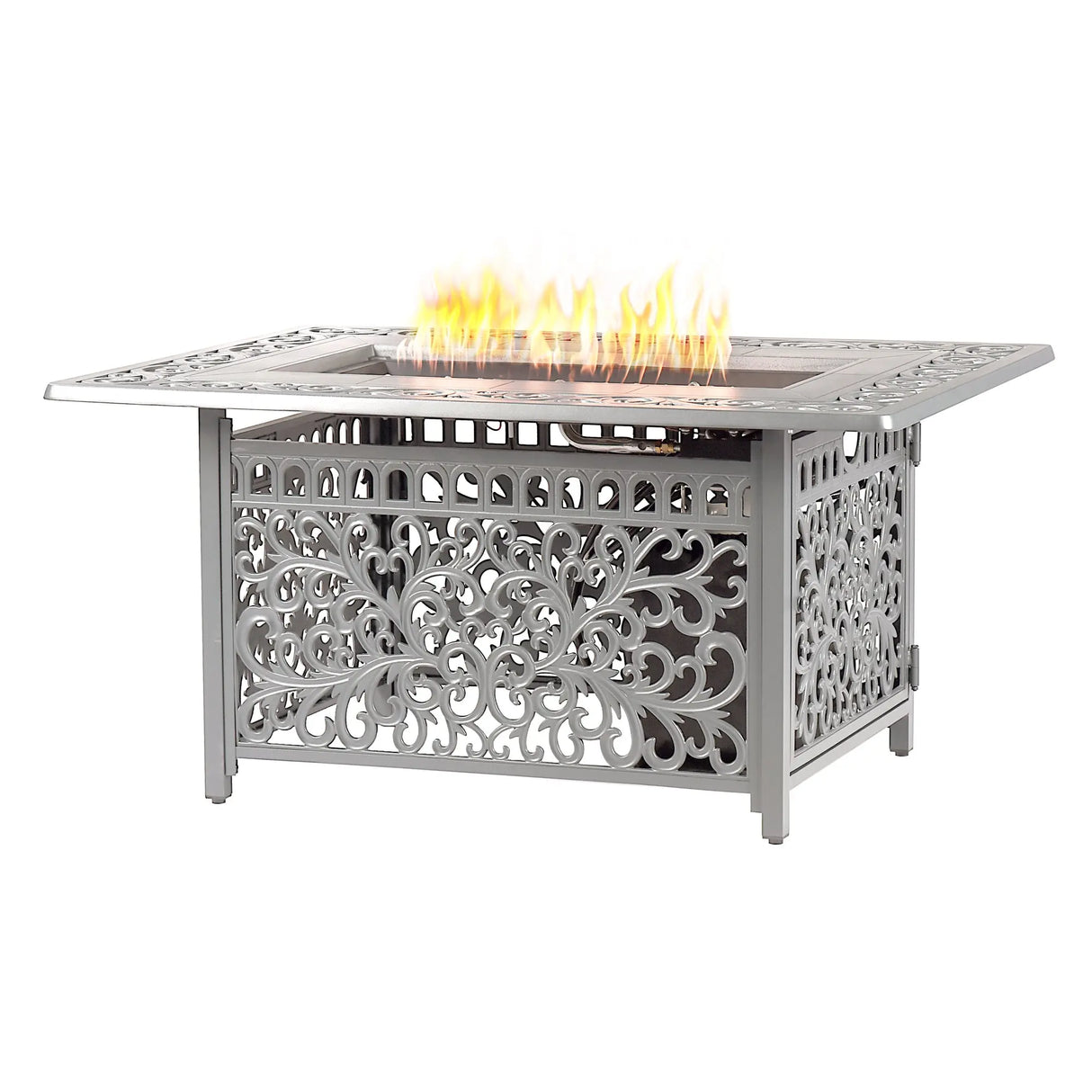 Aluminum 48-in Rectangular Propane Fire Table, Beads, Covers and Lid Sharicks