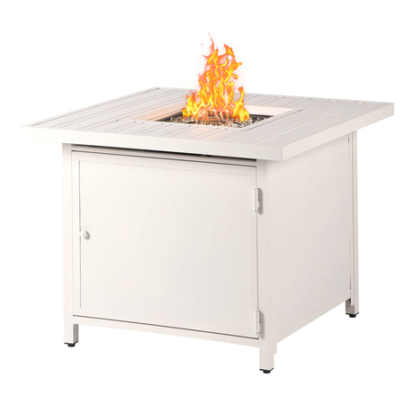 Aluminum 32-in Square Propane Fire Table with Beads, Covers and Lid