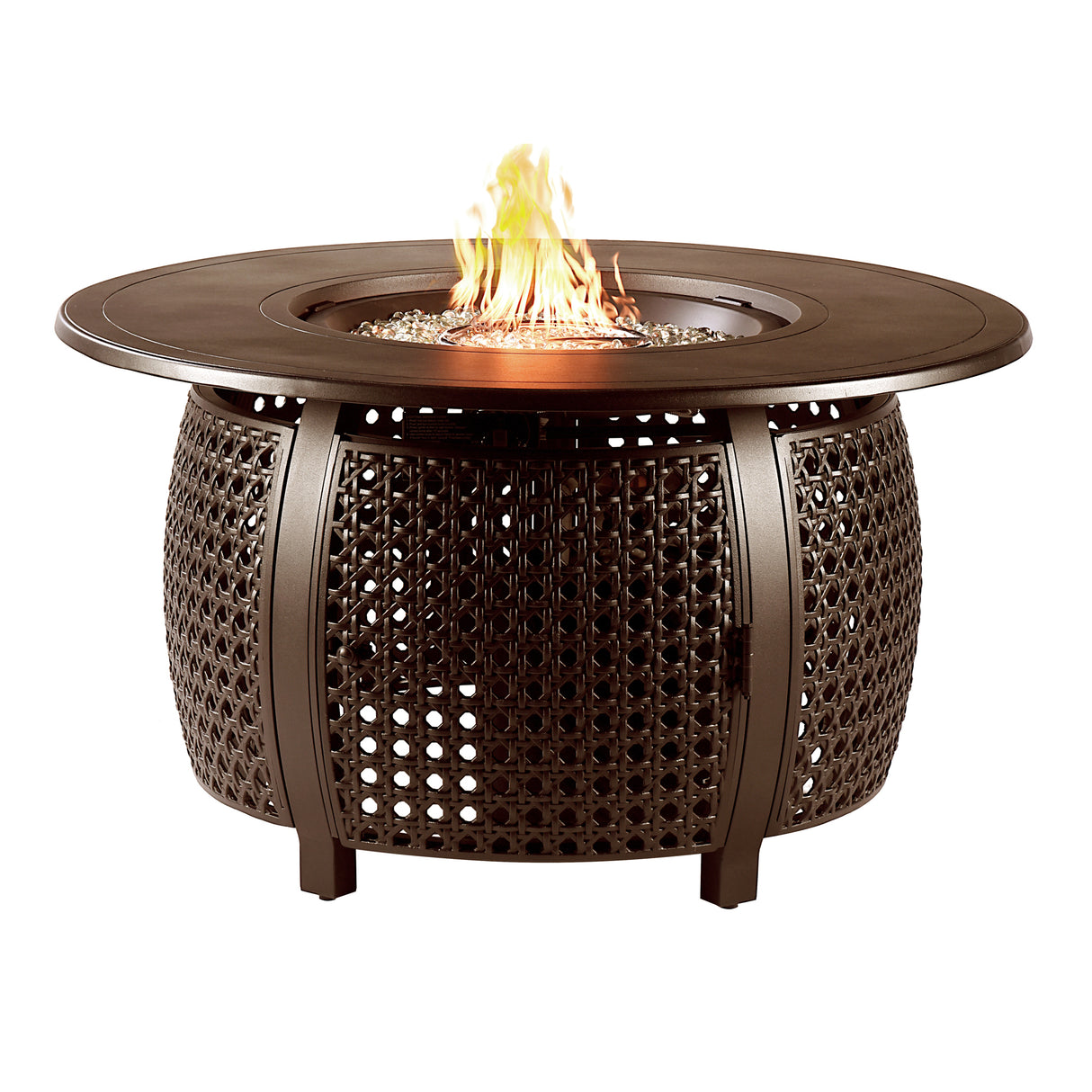 Aluminum 44-in Round Propane Fire Table with Beads, Covers and Lid Sharicks