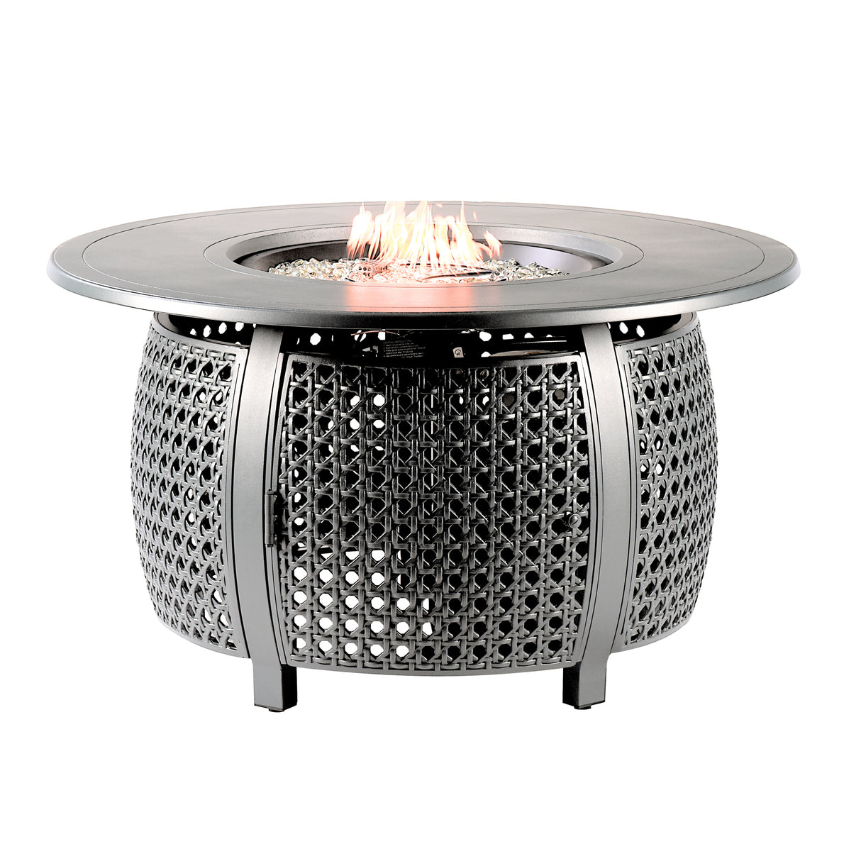 Aluminum 44-in Round Propane Fire Table with Beads, Covers and Lid Sharicks